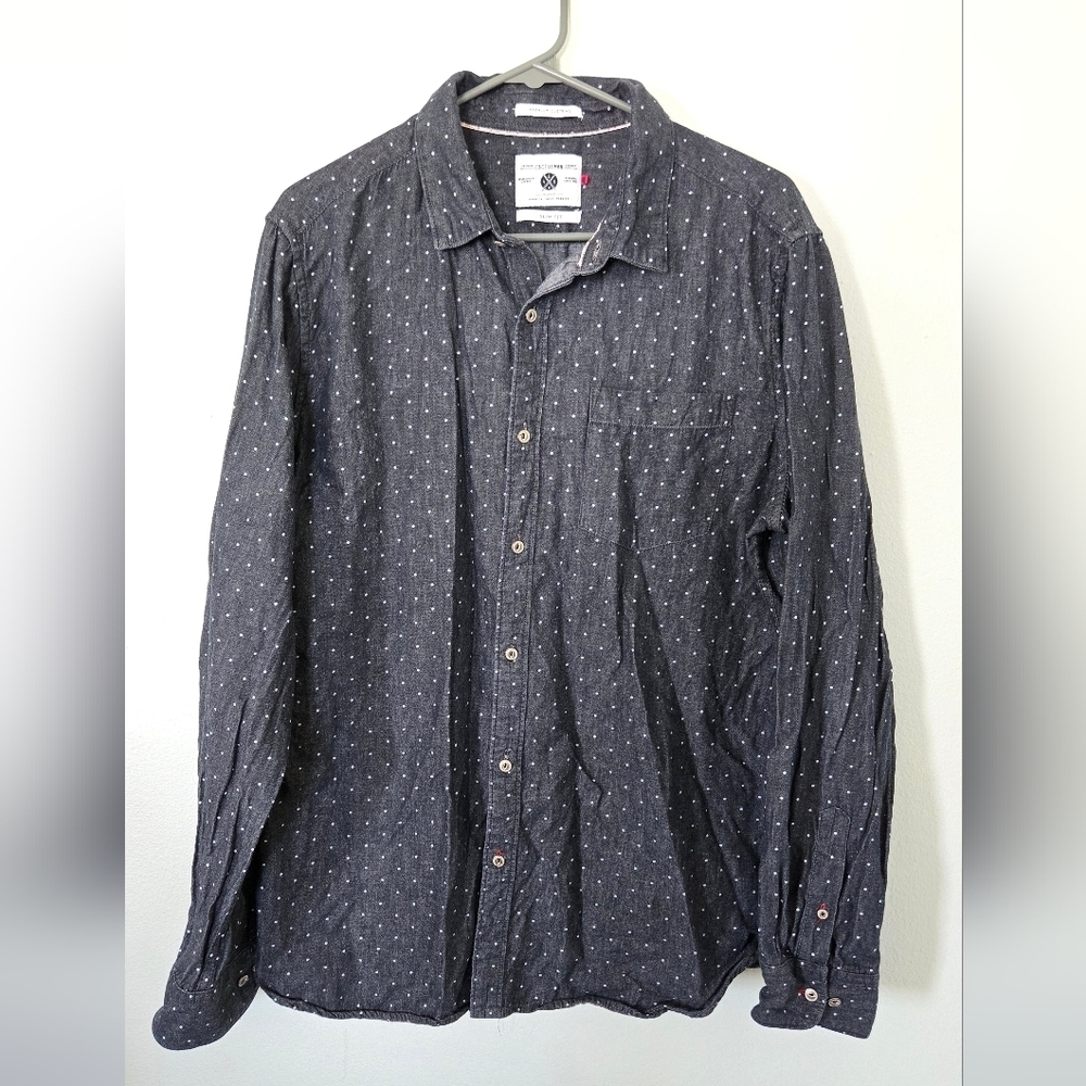Cactus Man | Polka Dot Button Down Shirt 100% Cotton Size XL Slim Fit
